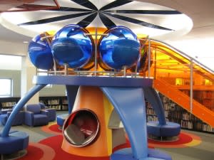 Kids can grab some reading material and climb up to the reading tower at the Children's Department of the Allen County Public Library, Main Branch.