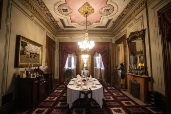 A view inside the Culbertson Mansion State Historic Site dining room.