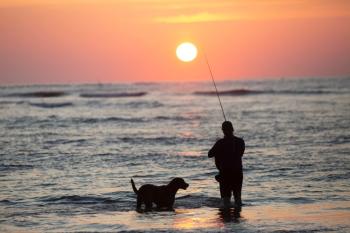 fishing with dog