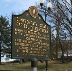 A state historical marker provides visitors with details about Bowling Green's part in the Civil War.