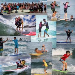 Collage of surfers