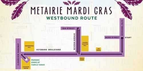 Metairie Westbound Parade Route
