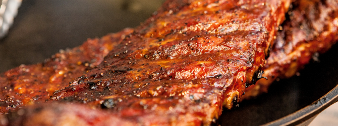 Racks of BBQ ribs