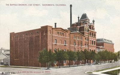 An old picture of Sacramento's brick building that was home to Buffalo Brewing Company.