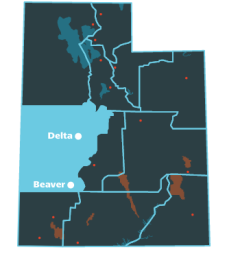 West Desert Region Map with both Beaver and Delta