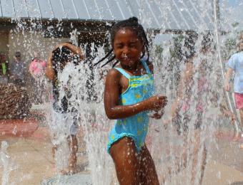 Playing in the Water at the Buffalo Park Splash Pad