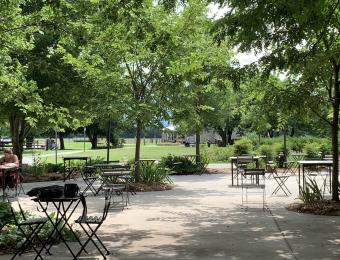 The Elderslie Farm patio looking toward the Creamery