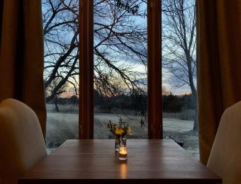 A table for two in the South Dining Room at Elderslie Farm