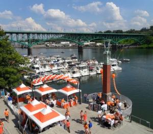 Vol Navy Patio With River And Bridge