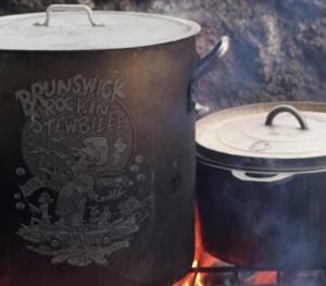 Pots and pans full of Brunswick Stew at Brunswick's Rockin' Stewbilee