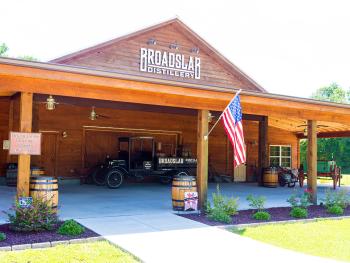 Distillery building at Broadslab Distillery near Benson, NC.