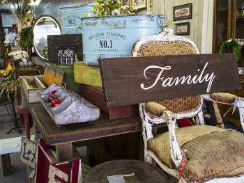 Vintage shopping items at Salvaged Heirlooms in Benson, NC.