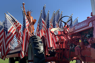 Farm-Tractor-Red-American Flags