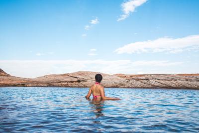 Woman swimming in Lake Powell