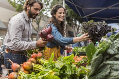 People Shopping at Downtown SLO Farmers' Market