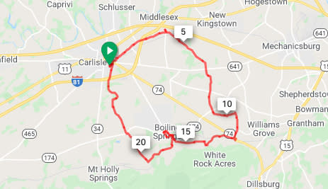 Carlisle to Boiling Springs - Quarter-Century Loop