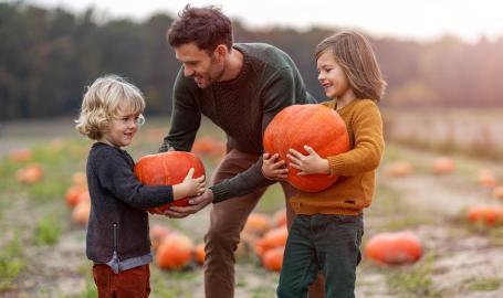 Picking pumpkins at Fair Oaks Farms