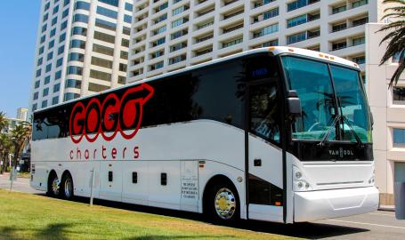GoGo Charter Bus at hotel