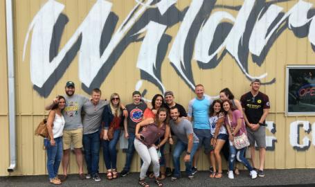 South Shore Brew Bus group outside Wildrose Brewery