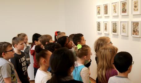 Children viewing art.
