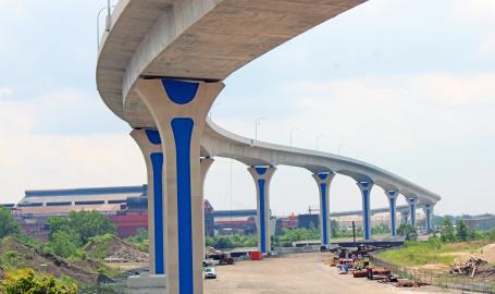 Cline Avenue Bridge Pier Staining
