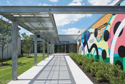 Side entrance to Brightwater and 8th Street Market in Bentonville Arkansas