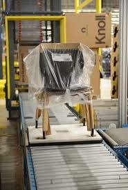 A chair crosses the assembly line of the Knoll Furniture factory