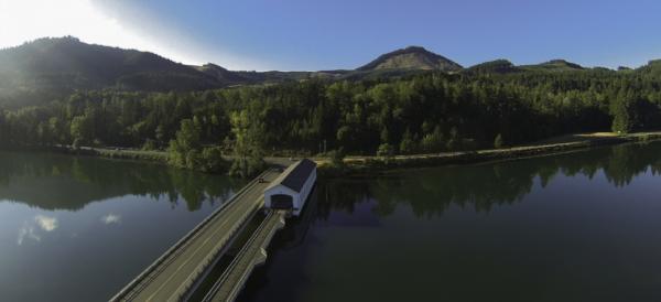Lowell Covered Bridge at Dexter Reservoir by Dave Horton