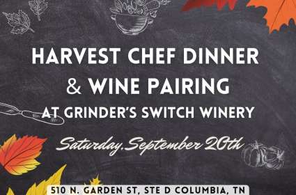 Harvest Chef Dinner & Wine Pairing at Grinder's Switch Winery