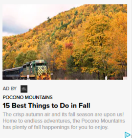 2019 Fall Marketing Campaign - Online Native Ad - Pocono Mountains Visitors Bureau