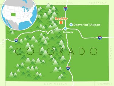 Map of where Boulder is located in Colorado