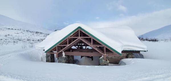 A state recreation site covered in snow