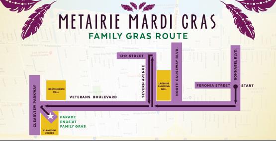 Family Gras Parade Route