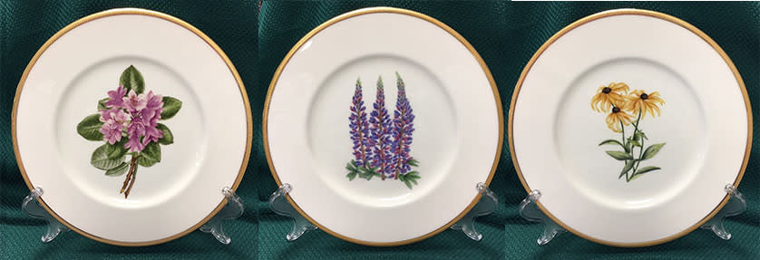 State flowers and trees are featured on the 100 plates in the collection of hand painted porcelain created by Indiana artists that is bound for the collections of the Vice Presidents Residence in Washington, DC.