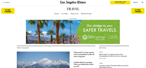 Ad on Los Angeles Time