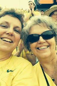 Nothing makes Juanita smile more than being at a University of Oregon Duck's football game