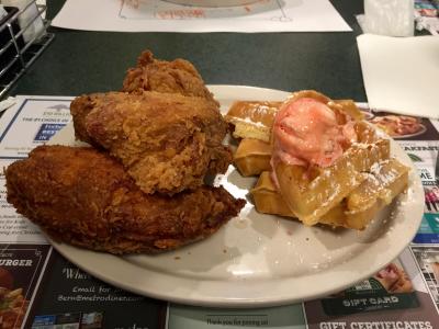 Fan favorite the Chicken and waffles at Metro Diner!