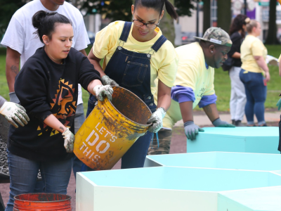 Volunteers working at Washington Park in Newark, NJ