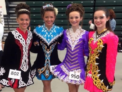 four young women compete in FEIS dance competition