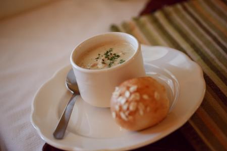 White Chicken Chili soup at Bread Basket Cafe & Bakery