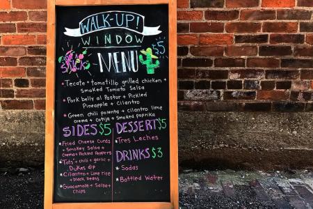 walkup window menu board at coppins at hotel covington ky