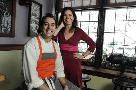 Kristin and Matt Gennuso in Chez Pascal restaurant