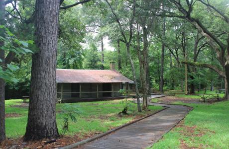 Staley Cabin at the trail-head for Kirby Nature Trail