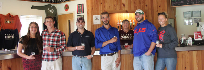 Patrons sample beer at Naked Dove Brewing Company in Canandaigua, NY