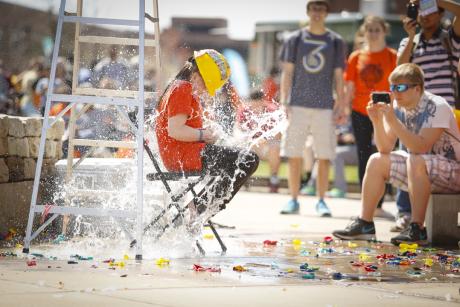 Girl gets splashed with water at Imagine RIT in Rochester, NY