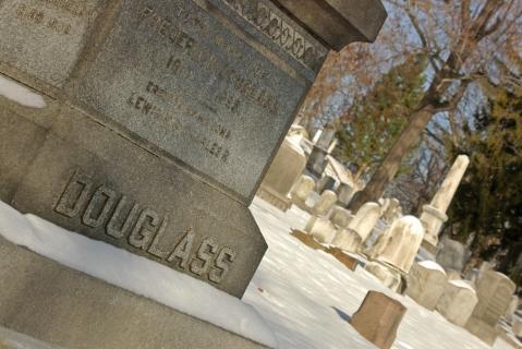Grave site of Frederick Douglass at Mount Hope Cemetery in Rochester, NY
