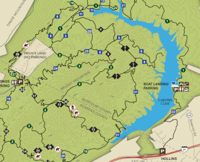 Carvins Cove Trail Map - Roanoke