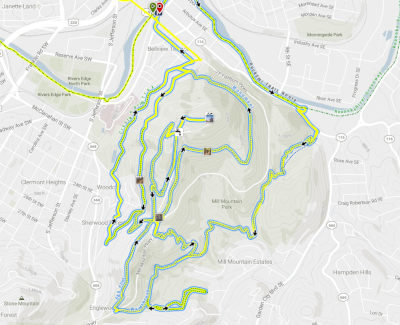 Mill Mountain Park Full Pull Trail Map