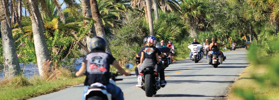 Motorcyclists ride through the Ormond Scenic Loop and Trail