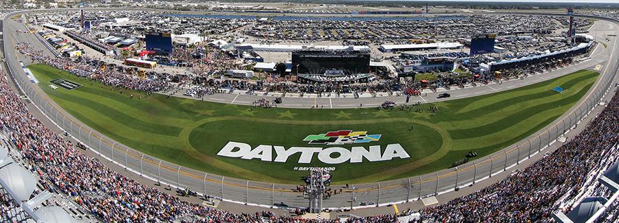 An aerial view of Daytona International Speedway during the DAYTONA 500